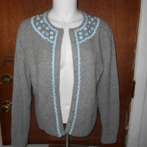 Paraphrase Grey Lambswool Blend Beaded Cardigan XL